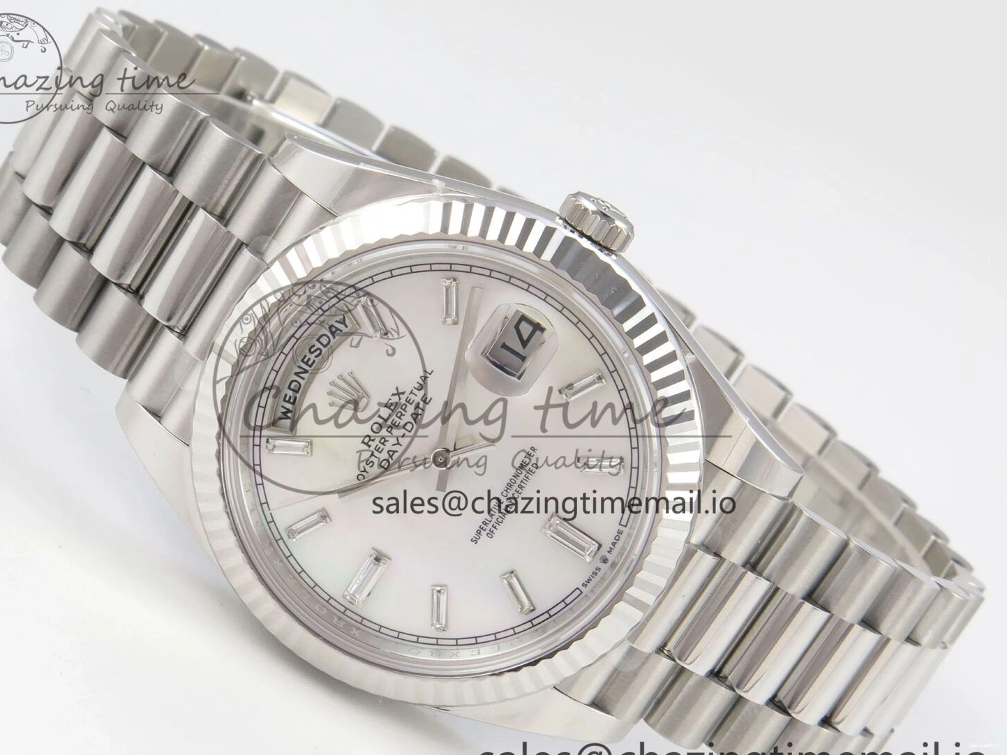 THBF President V3 Weight) Date (Gain SS Best 40 Edition MOP Day Bracelet Crystal Dial White on 1:1 VR3255 228236 0303